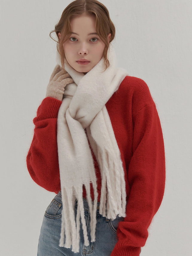 TASSEL MUFFLER IVORY