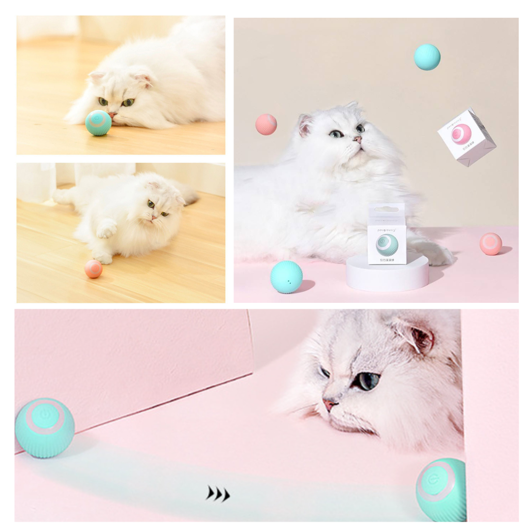 Interactive Cat Ball Toy with Bouncing and Scrolling Modes