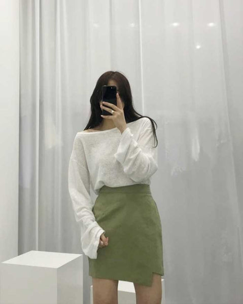 Linen Unvalence Skirt (6207323111596)