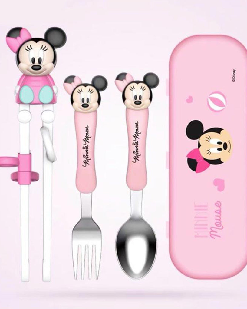 Pastel Mickey Minnie spoon and chopsticks set