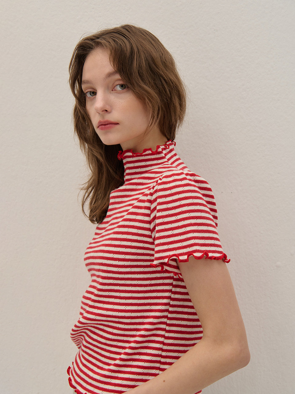 STRIPE HAIR-NECK SHIRRING KINT - 3color