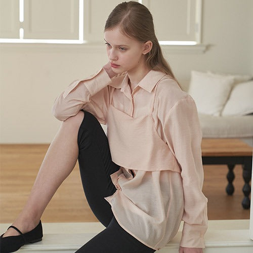 SHEER BUSTIER SHIRT BLOUSE_PE