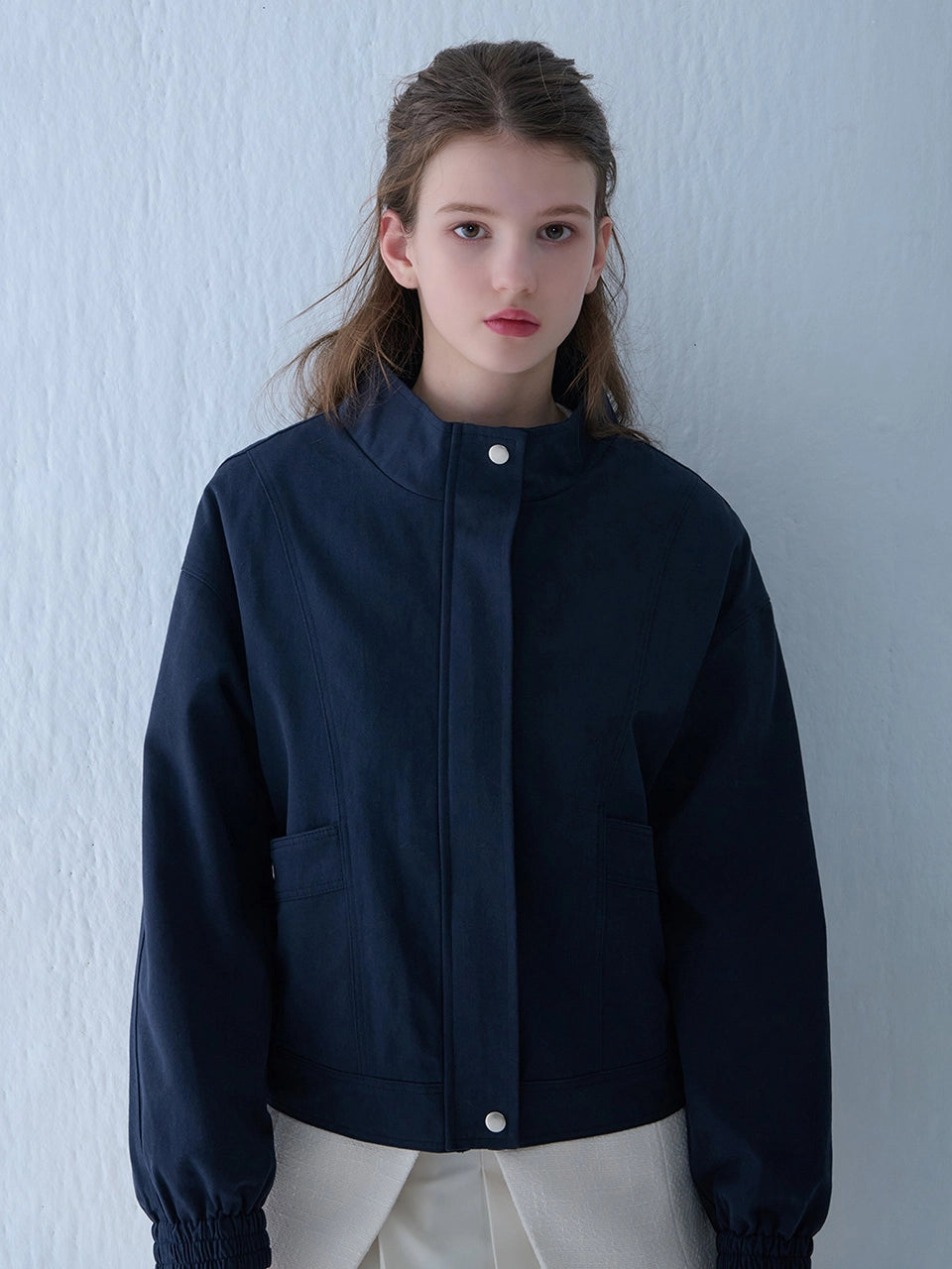 COTTON BOMBER JACKET NAVY