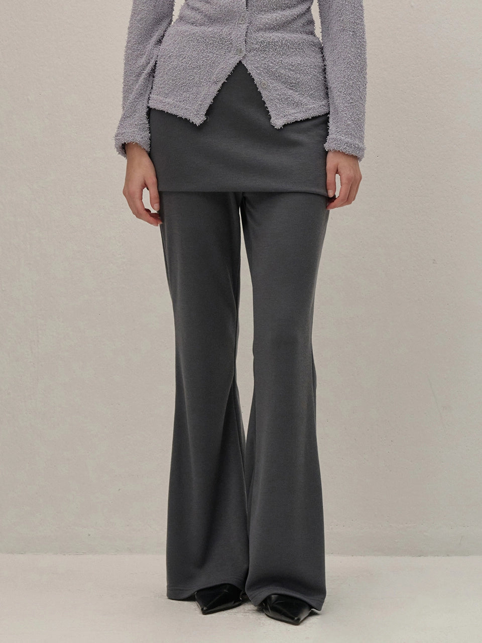 COTTON SKIRT BOOT-CUT PANTS CHARCOAL