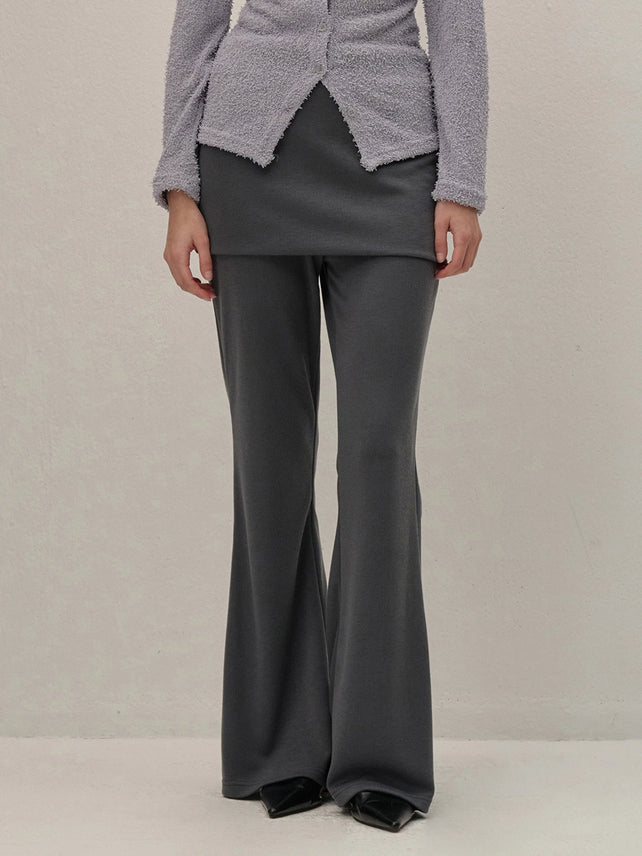 COTTON SKIRT BOOT-CUT PANTS CHARCOAL