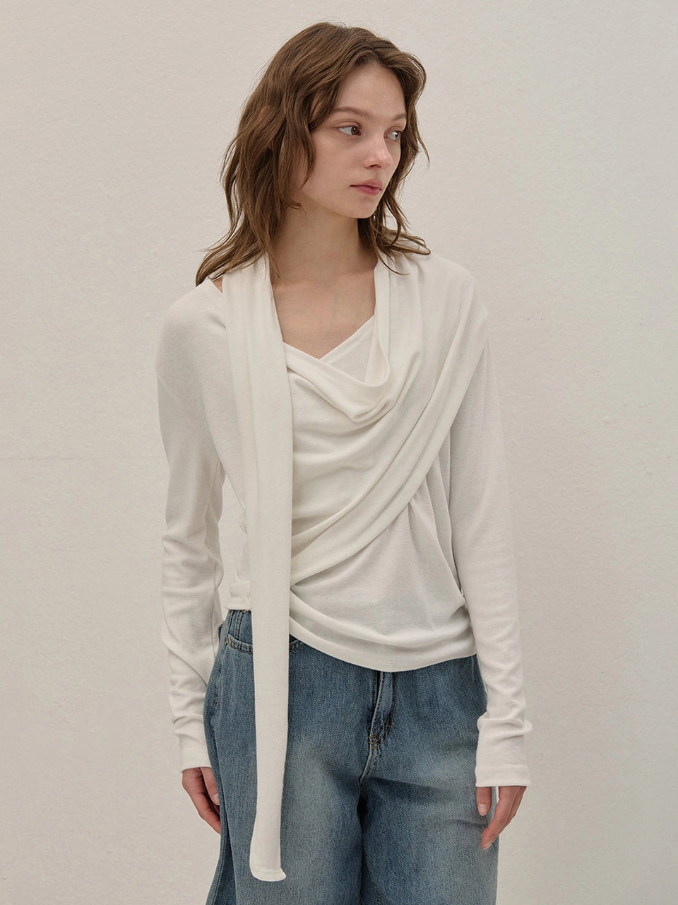 TIE-WRAPPED BLOUSE IVORY
