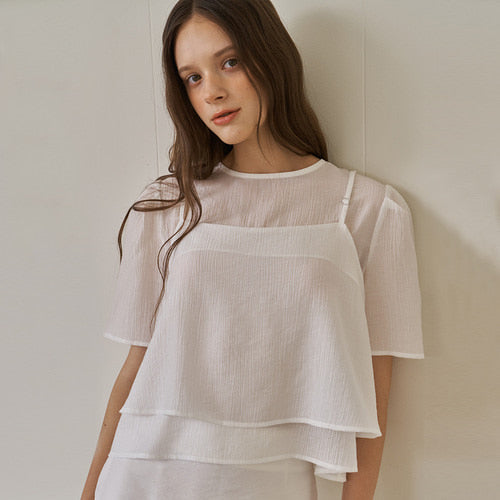 [시즌오프] SHEER SET UP BLOUSE_WH