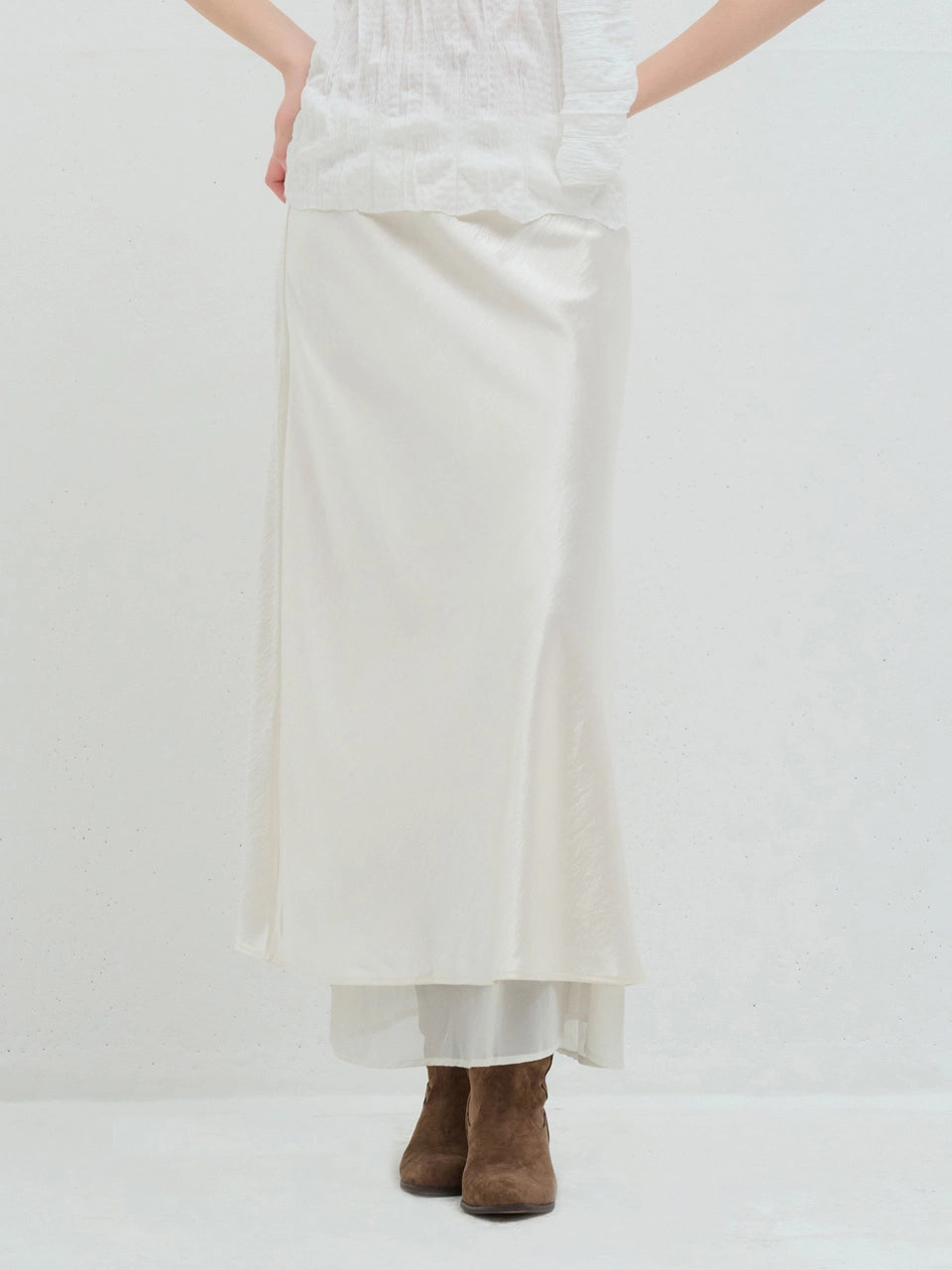 SILK LAYERED SKIRT IVORY
