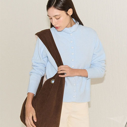 HIGH NECK KNIT CARDIGAN_S/BL