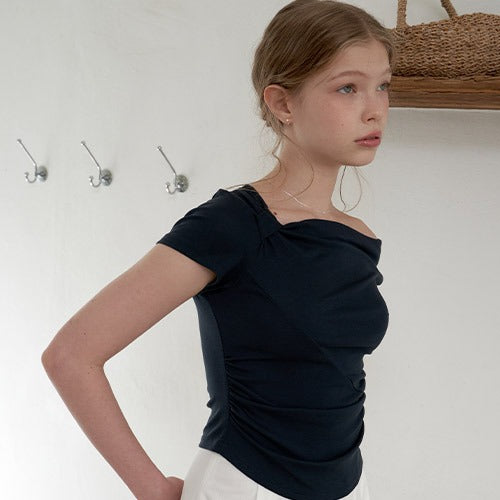 DRAPING BON BLOUSE_D/BL