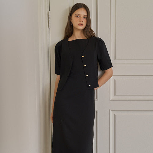 (SET UP) OVE 2 BLOUSE + INNER SHEER DRESS_BK