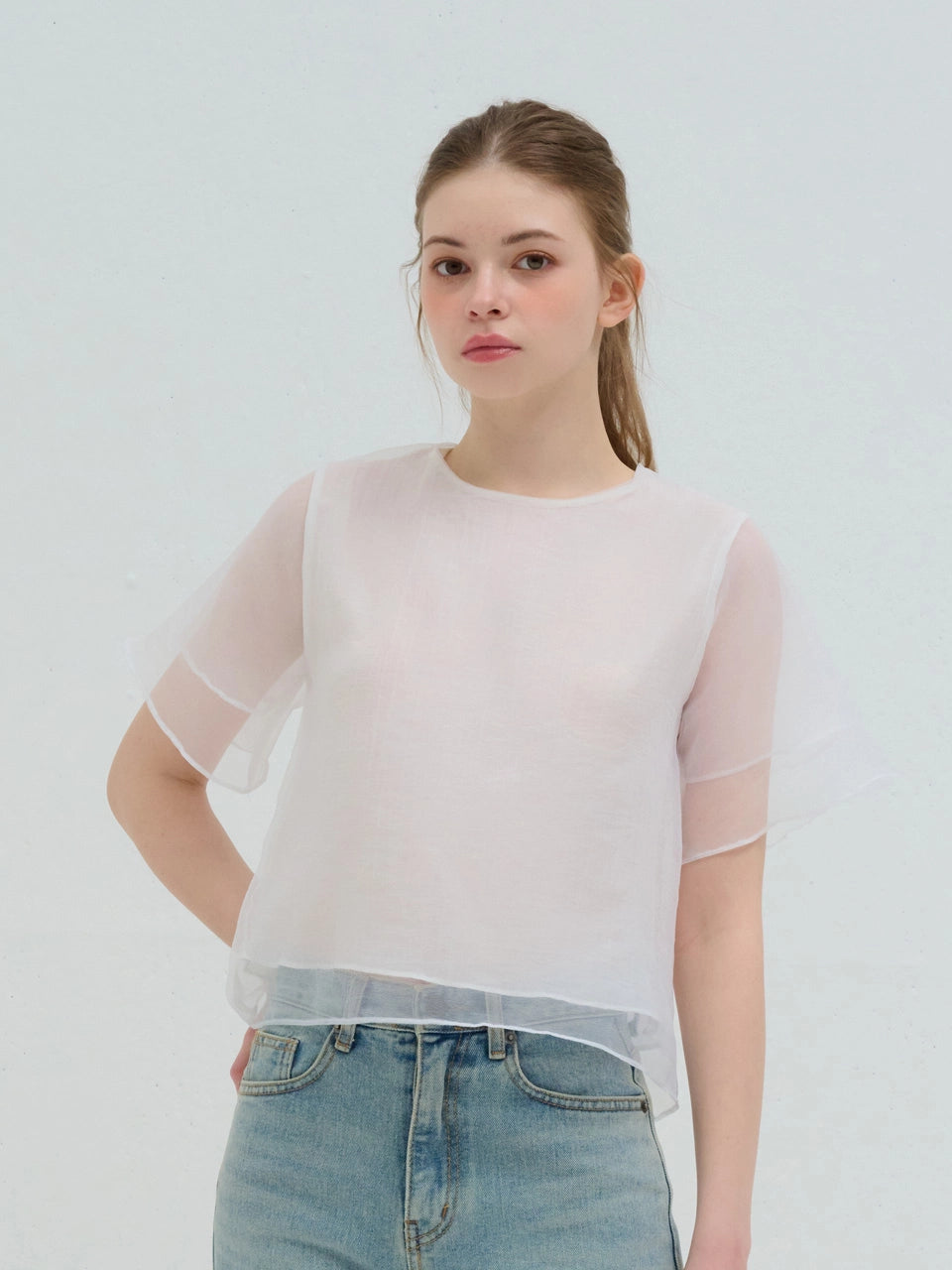 ORGANZA DOUBLE LAYERED BLOUSE WHITE