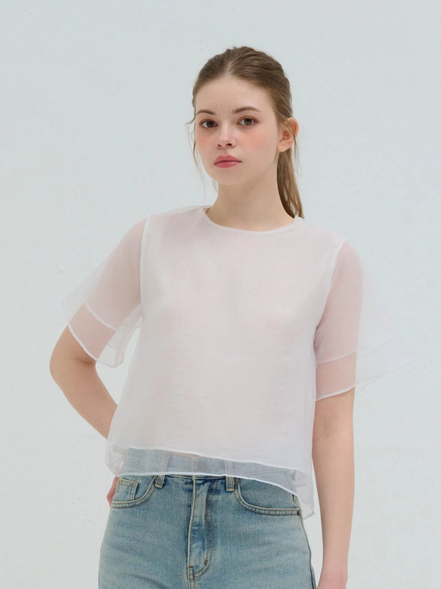 ORGANZA DOUBLE LAYERED BLOUSE WHITE