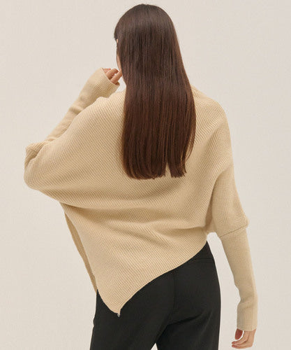 HIGH NECK KNIT CAPE_BE