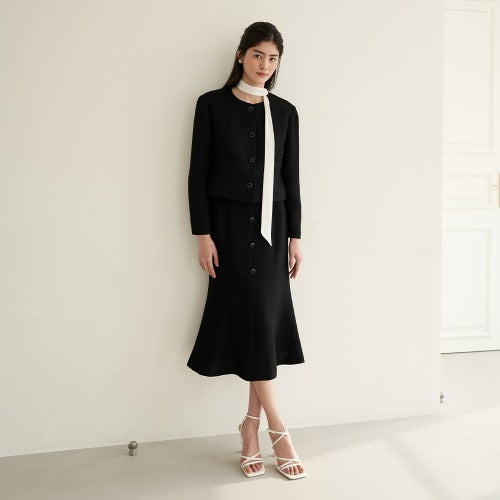 LOVER MERMAID SKIRT   SCARF CLASSIC JACKET SET UP_BK