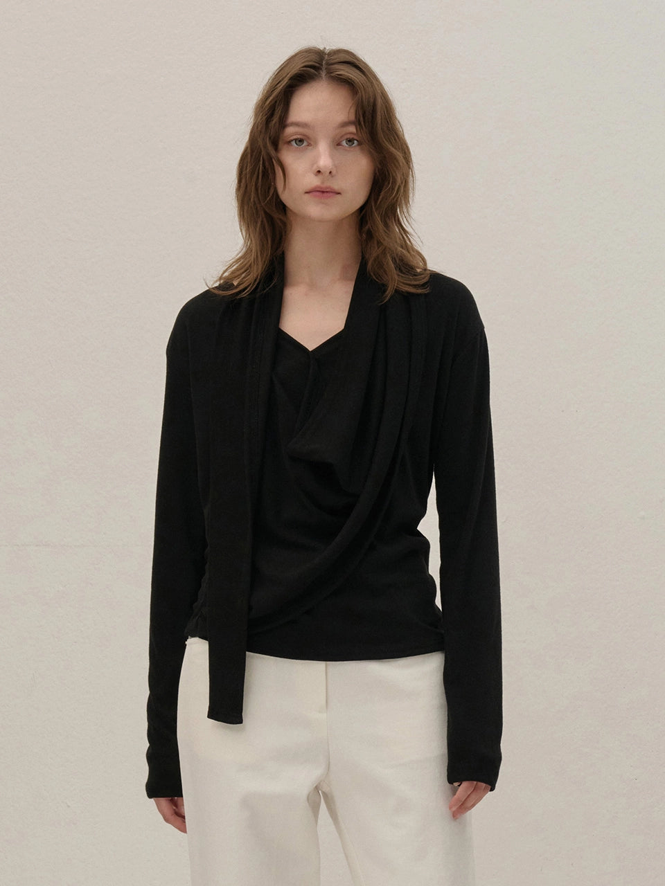 TIE-WRAPPED BLOUSE BLACK