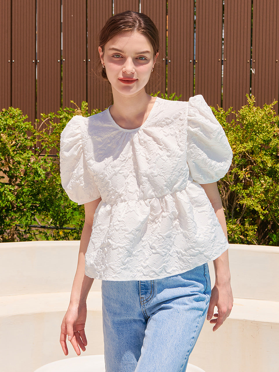 SUMMER PUFF HALF SLEEVE BLOUSE WHITE