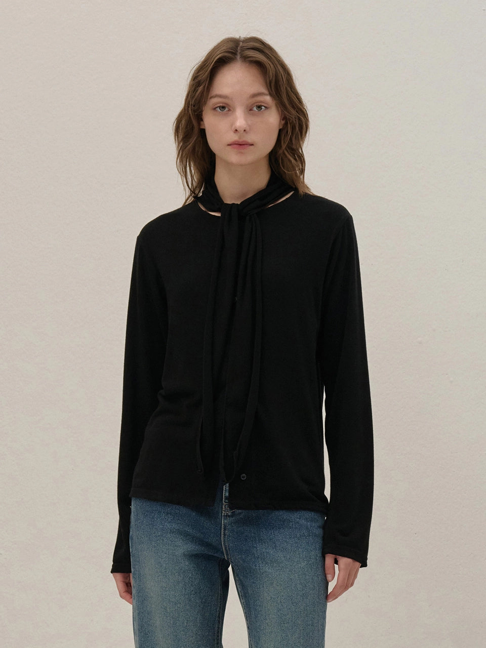 RIBBON BLOUSE BLACK
