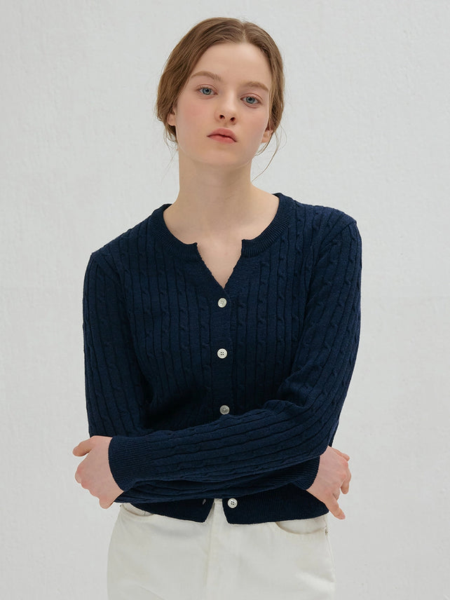 CABLE SLIT KNIT NAVY