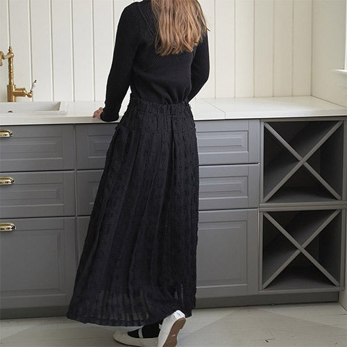 LACE PLEATS SKIRT_BK