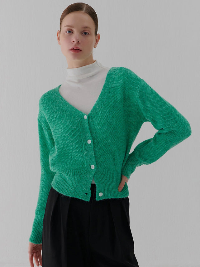 V-NECK CARDIGAN GREEN