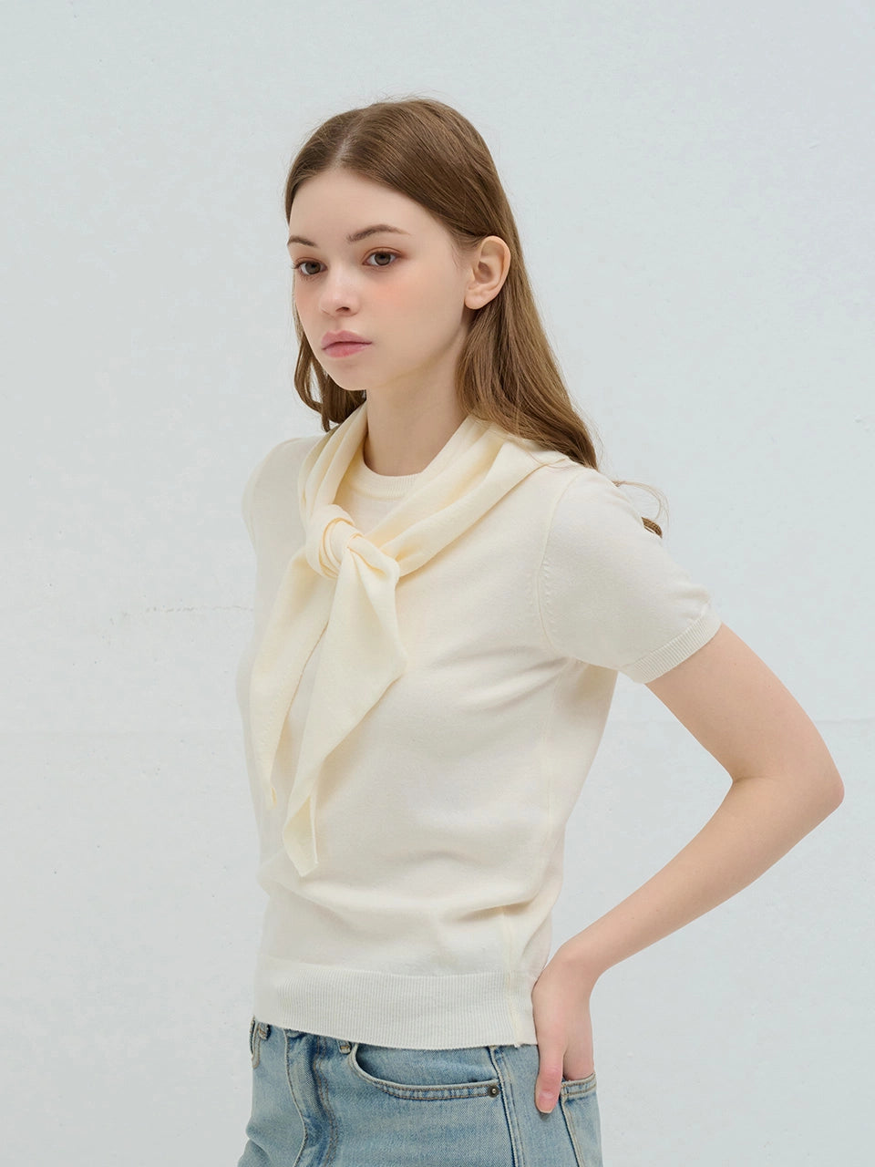 SUMMER SCARF WRAP KNIT IVORY