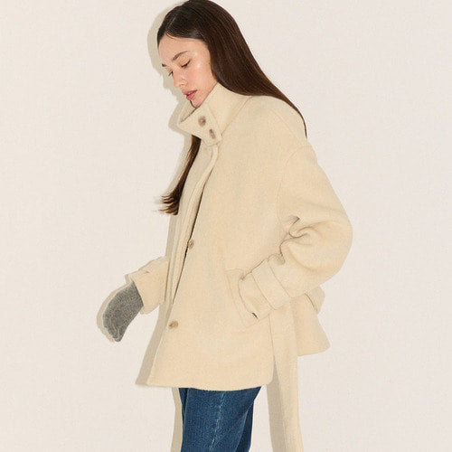 HIGH NECK HALF WOOL COAT_IV