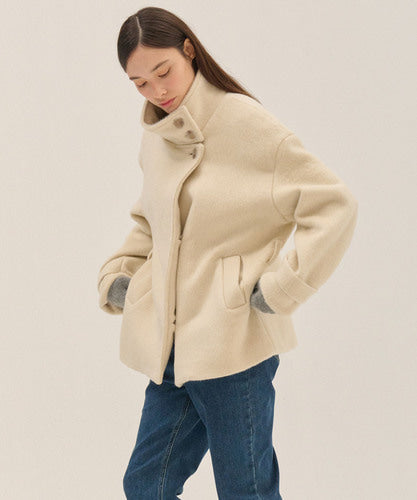 HIGH NECK HALF WOOL COAT_IV
