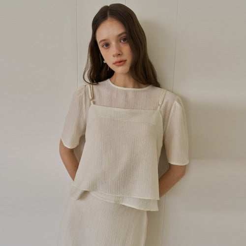 [시즌오프] SHEER SET UP BLOUSE_YE