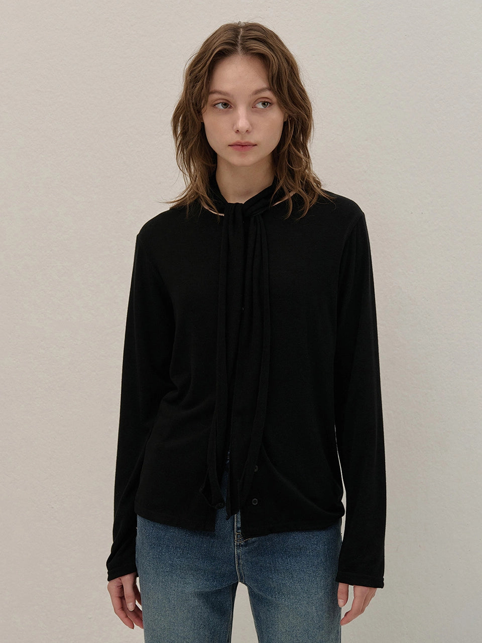 RIBBON BLOUSE BLACK