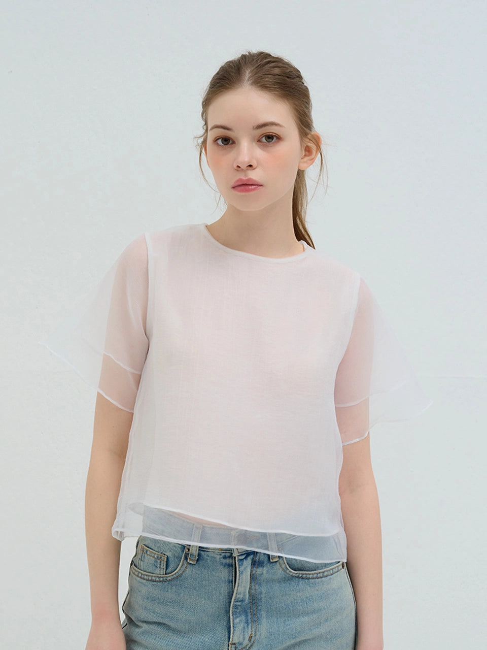 ORGANZA DOUBLE LAYERED BLOUSE WHITE
