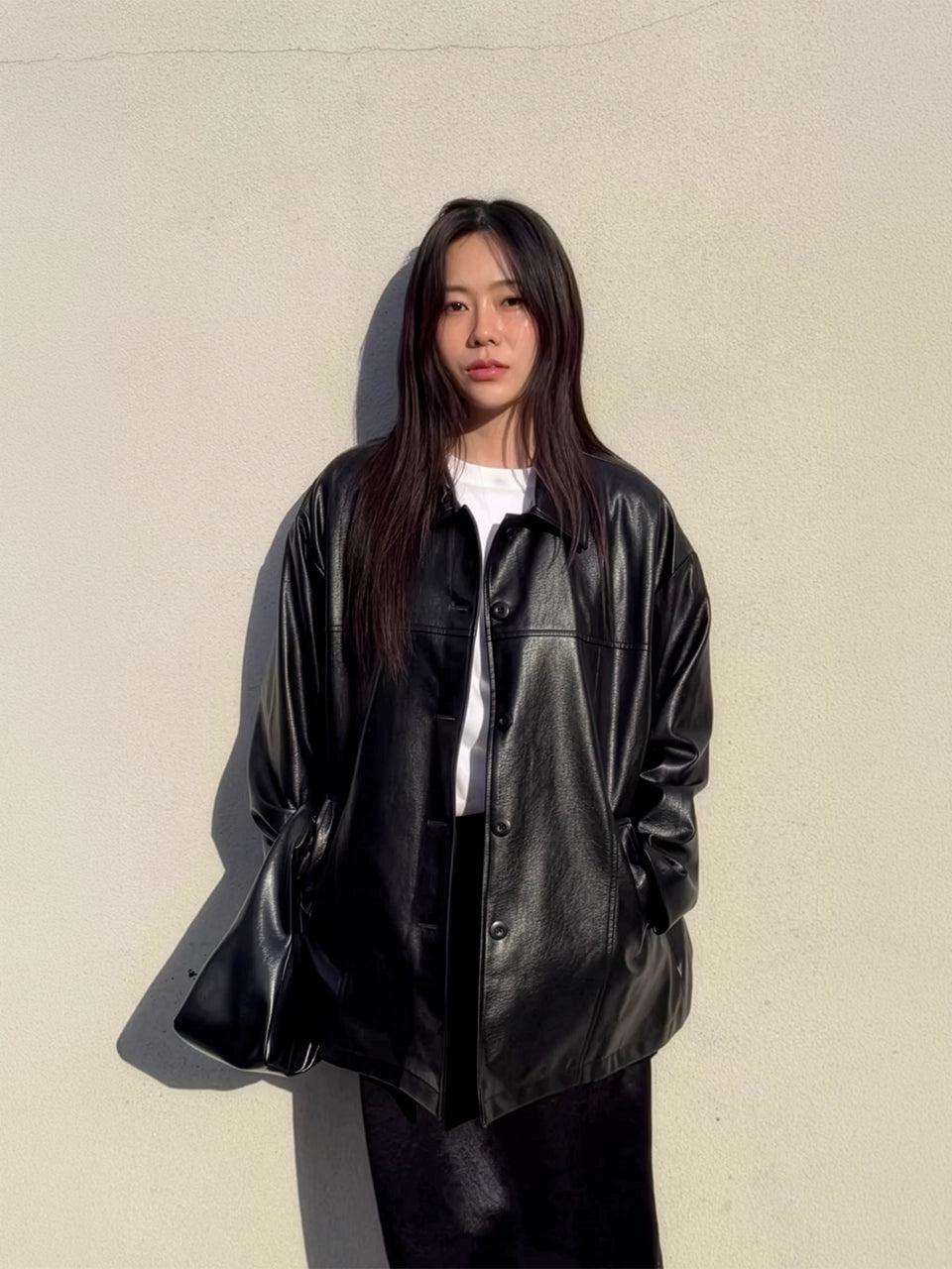 [인플s Pick] HALF LEATHER JACKET BLACK