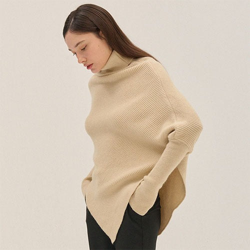 HIGH NECK KNIT CAPE_BE