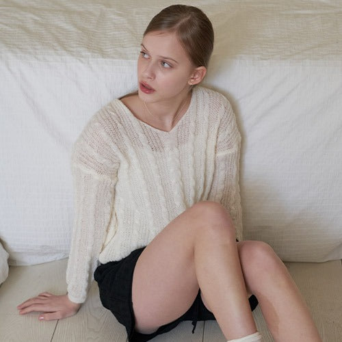 V NECK COZY KNIT_IV