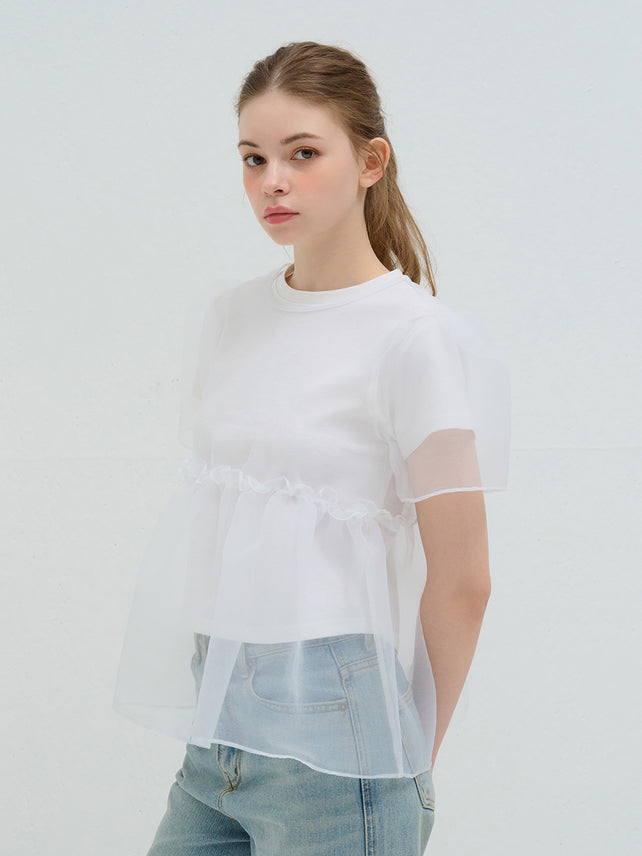 ORGANZA LAYERED BLOUSE WHITE