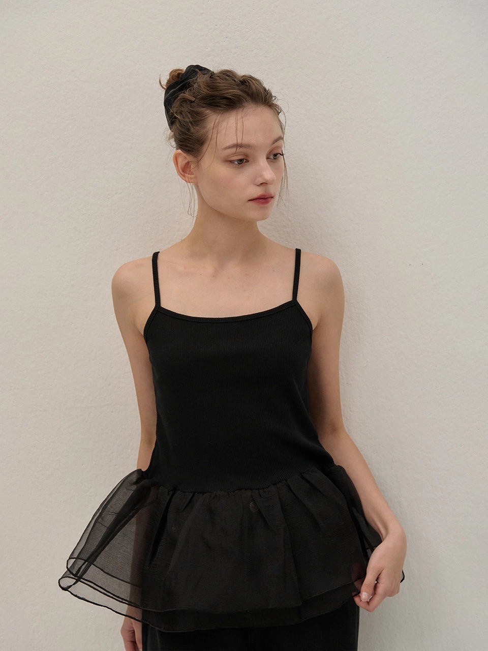 ORGANZA SLEEVELSS BLOUSE BLACK