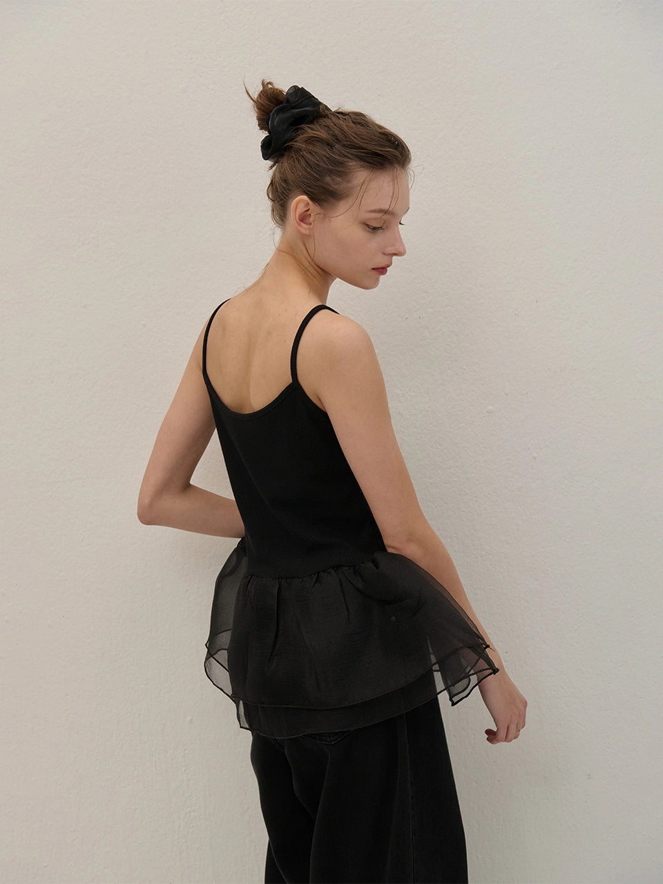 ORGANZA SLEEVELSS BLOUSE BLACK