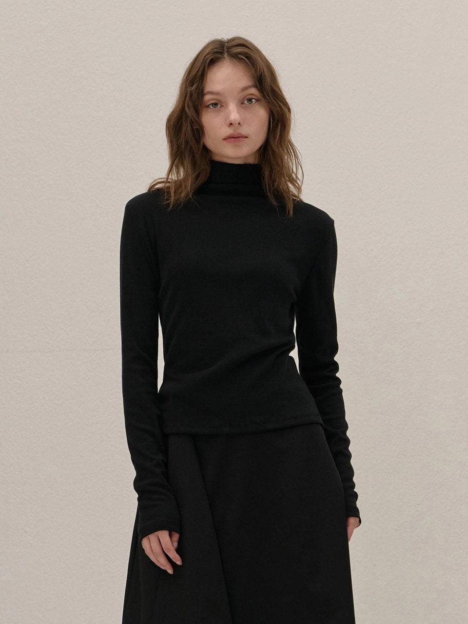 [양면 착용 가능] HALF-NECK KNIT CARDIGAN BLACK