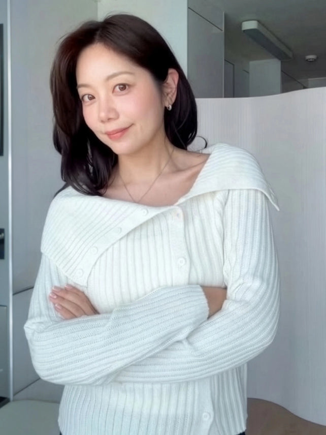 [인플s Pick] OFF-SHOULDER KNIT GARDIGAN IVORY