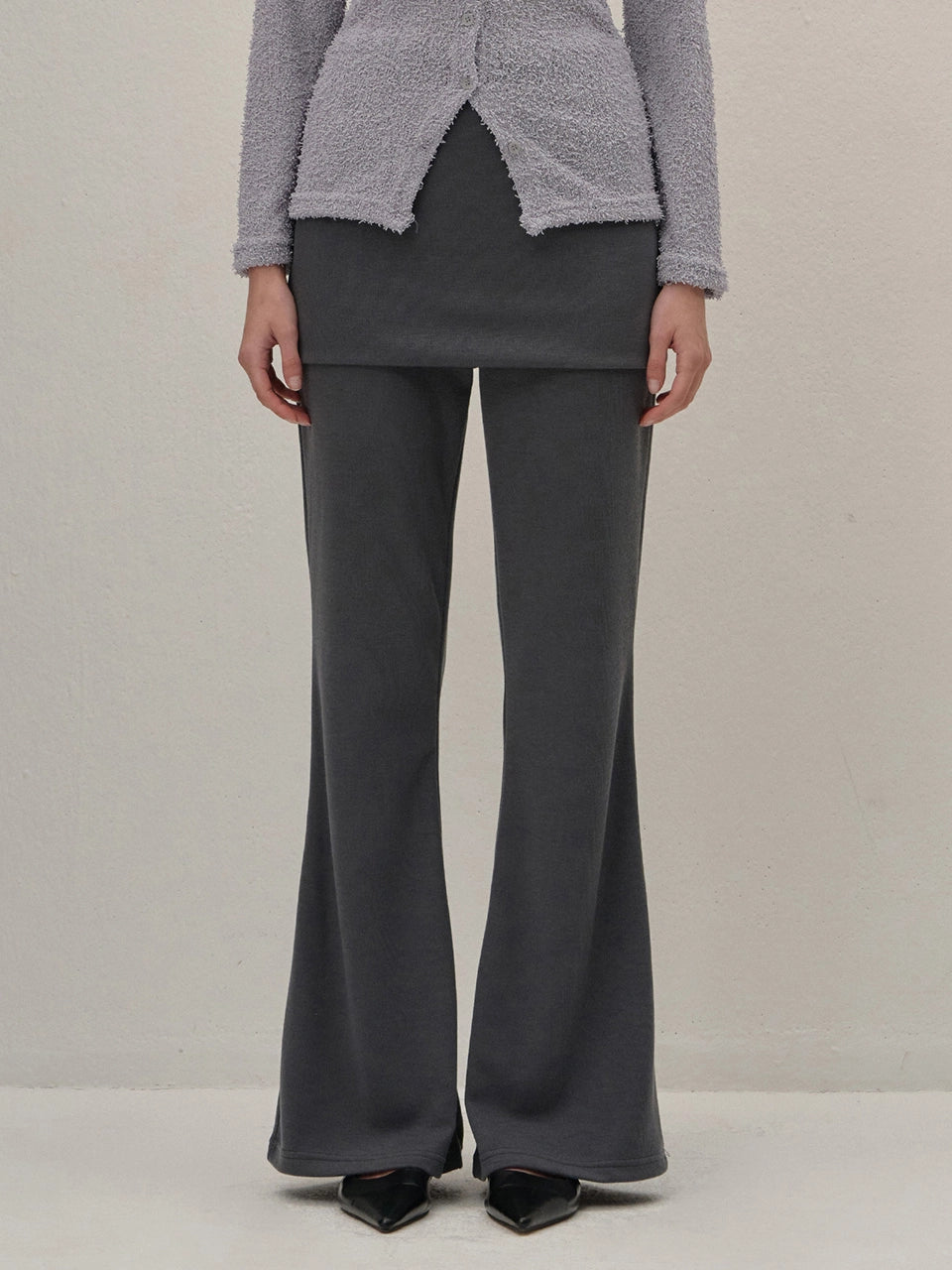 COTTON SKIRT BOOT-CUT PANTS CHARCOAL
