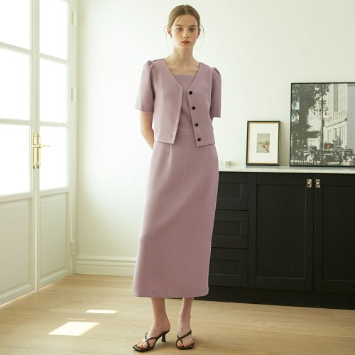 ordin dress ove blouse set up-lavender