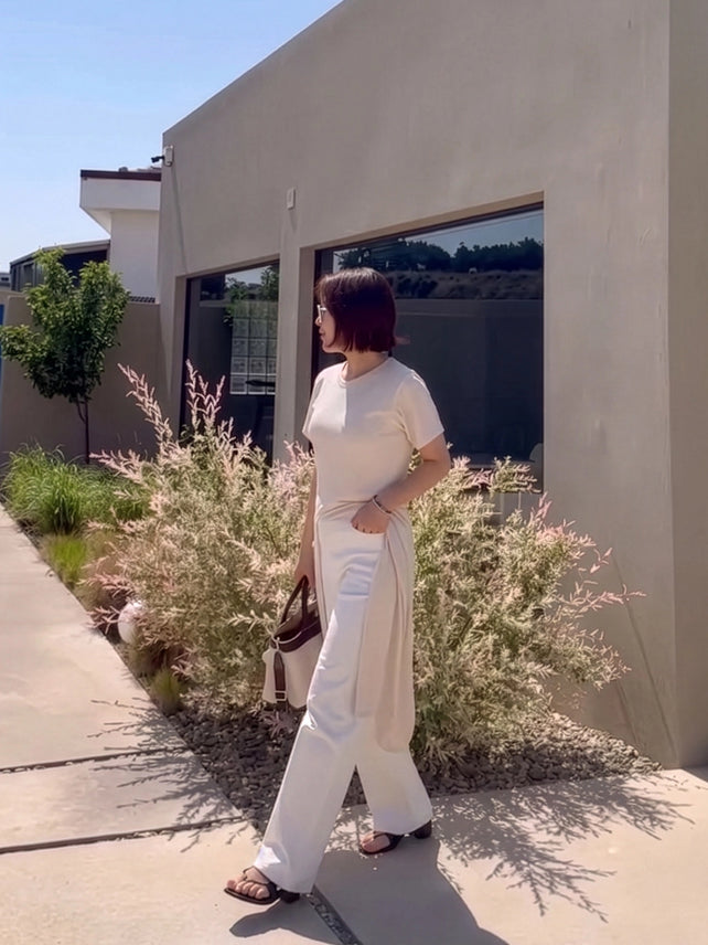 [인플s Pick] SLIT SUMMER LACE LONG KNIT ONE PIECE CREAM