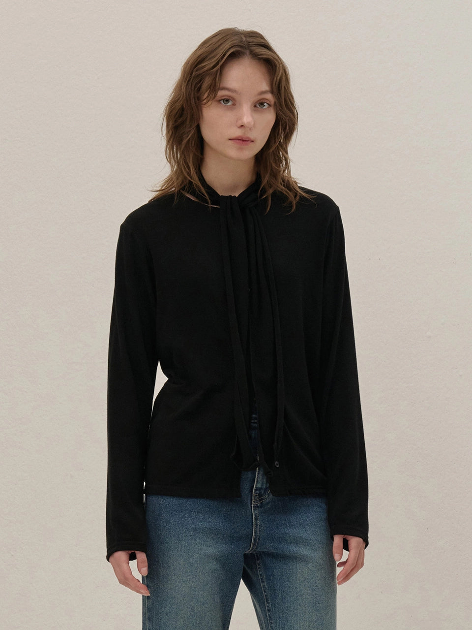 RIBBON BLOUSE BLACK