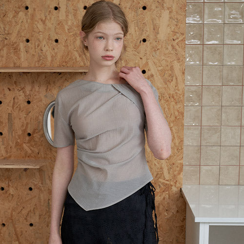 SHEER RIV BLOUSE_GR