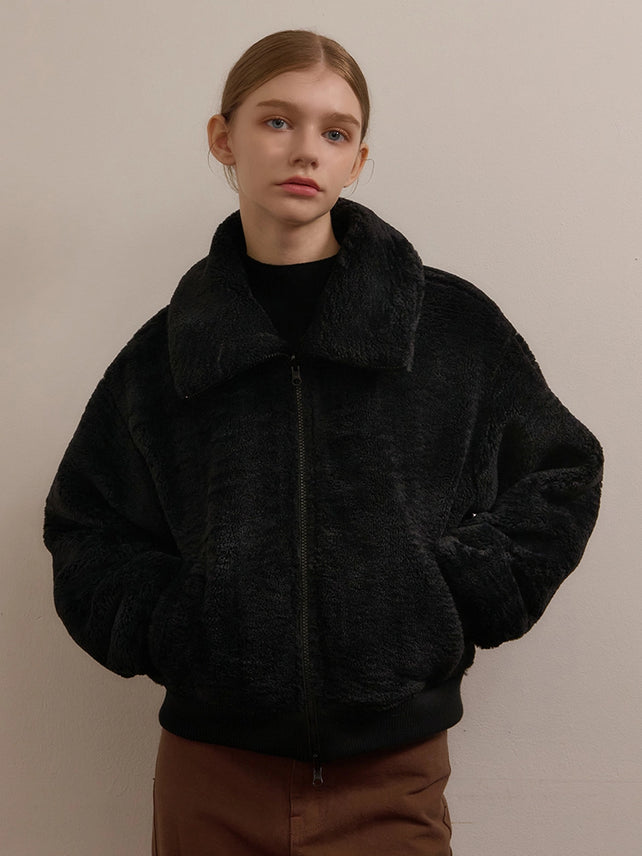 ECO FUR REVERSIBLE JUMPER BLACK