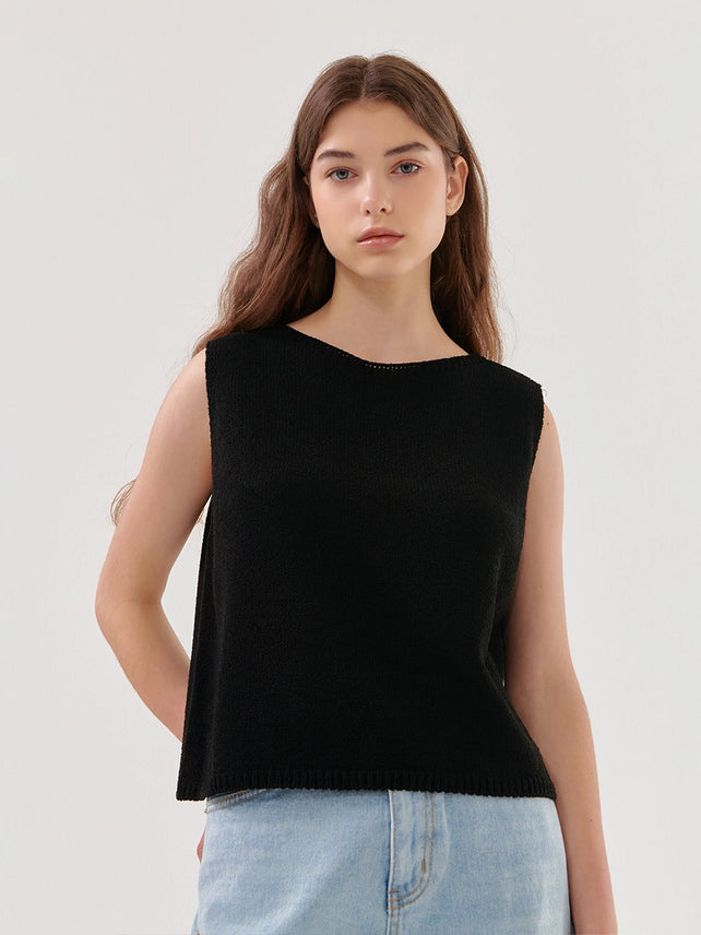 LINEN SLEEVELESS KNIT BLACK