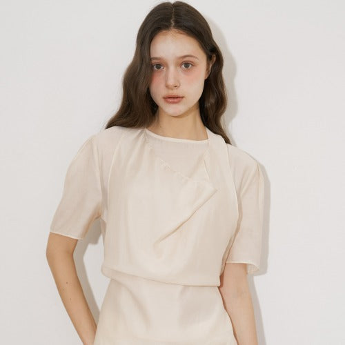 DRAPING SHEER SET UP BLOUSE (YE)