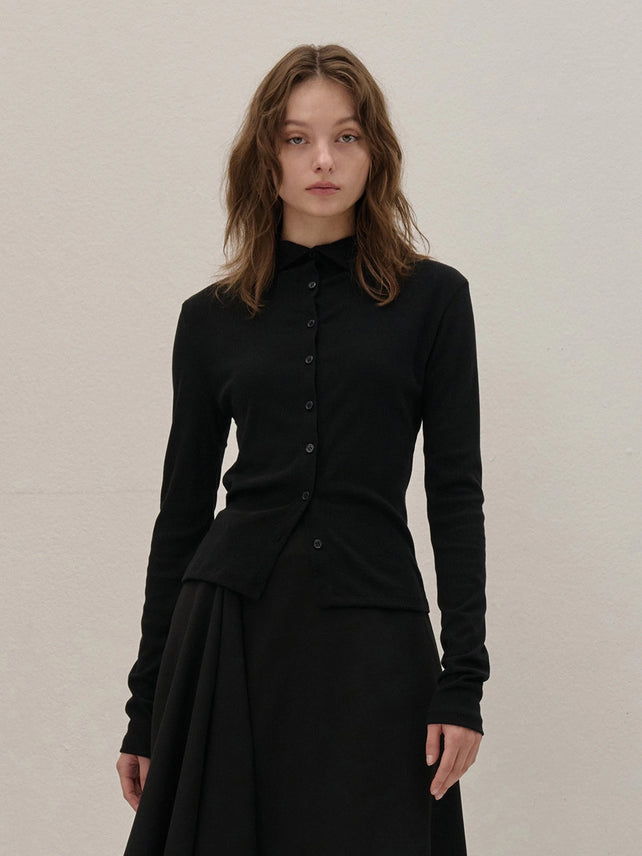 [양면 착용 가능] HALF-NECK KNIT CARDIGAN BLACK