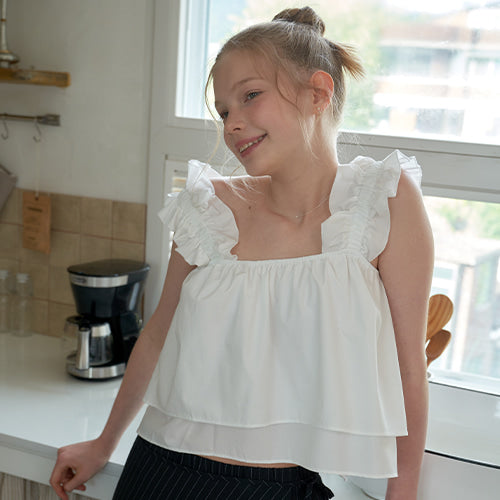 FRILL SQUARE SLEEVELESS_WT