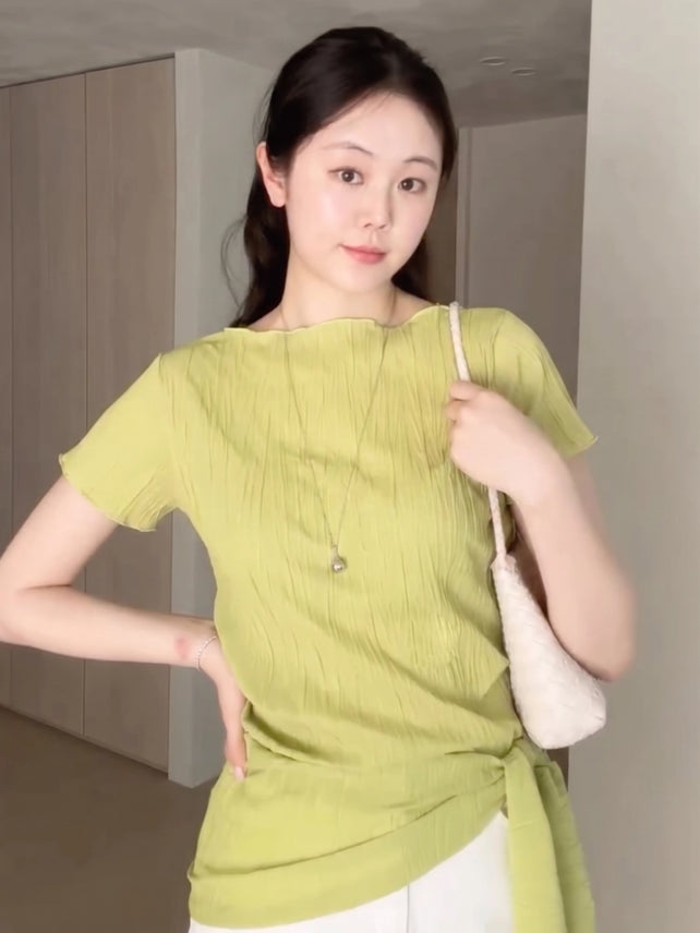 [인플s Pick] SCARF WRAP PLEATED BLOUSE GREEN